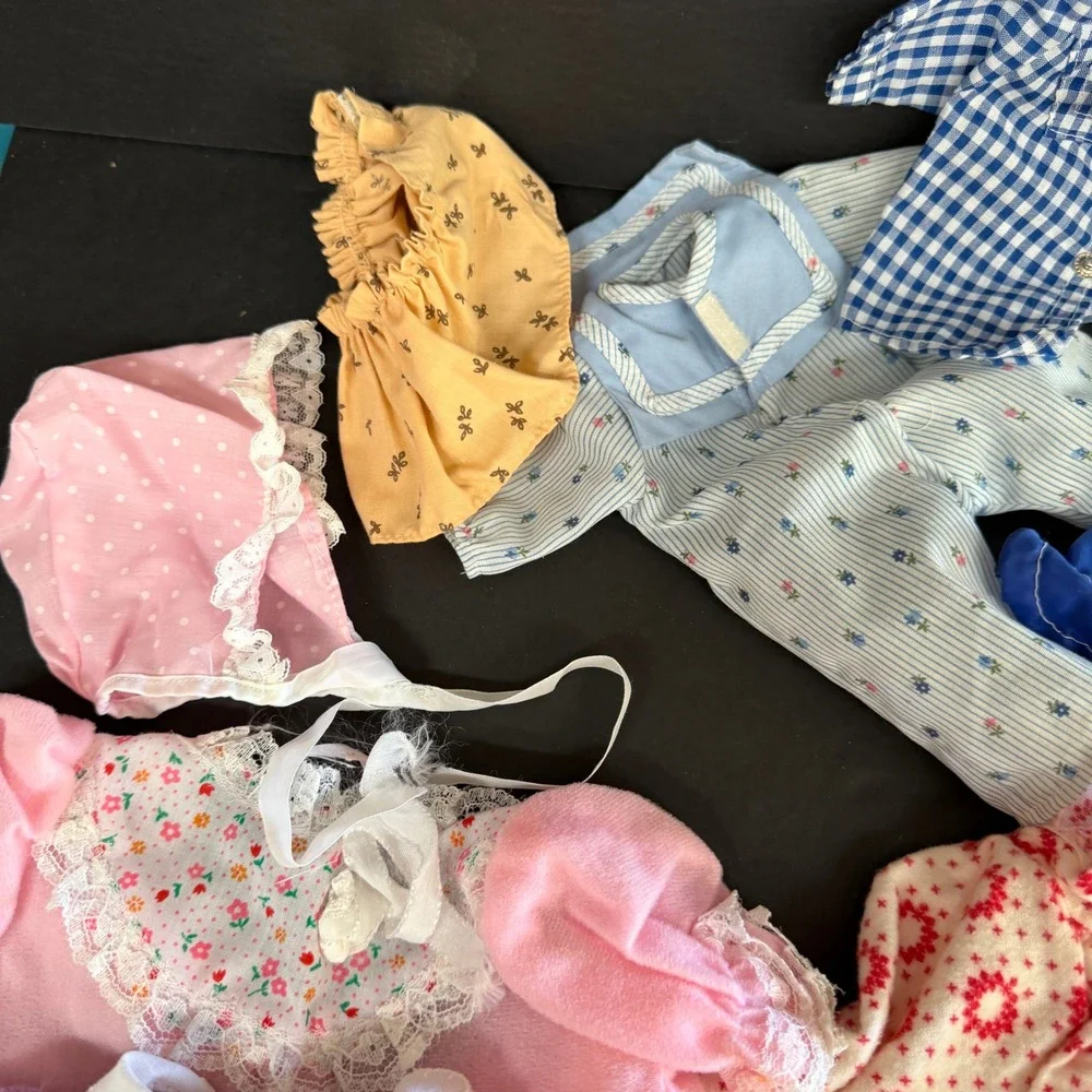 Vintage Doll Clothes Lot Red Coat Purple Knit Dress Pink Gown Floral Outfits